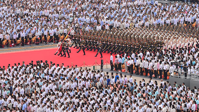 7월 1일, 중국 베이징 천안문광장에서 열린 중국공산당 창당 100주년 기념식. ⓒphoto. 신화·뉴시스