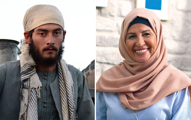 무표정한 탈레반 병사와 히잡을 쓰고 웃는 여인. ⓒphoto 뉴시스·셔터스톡