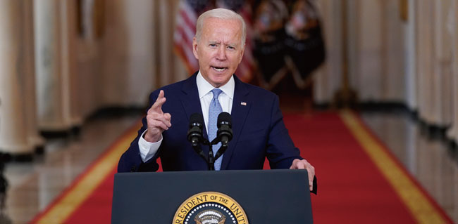 지난 8월 31일 조 바이든 미국 대통령이 워싱턴DC 백악관에서 아프가니스탄전쟁에 관한 대국민 연설을 하고 있다. ⓒphoto 뉴시스