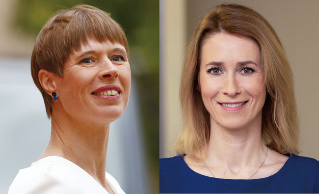 에스토니아 케르스티 칼률라이드 대통령(왼쪽)과 카야 칼라스 총리. 에스토니아는 대통령과 총리가 여성인 유일한 나라다. ⓒphoto 뉴시스