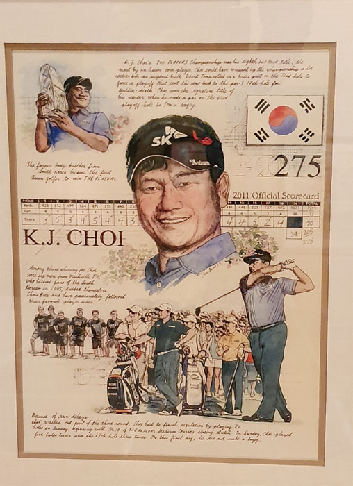 2011년 TPC 소그래스에서 열린 미 PGA투어 플레이어스챔피언십에서 우승한 최경주와 그의 스토리를 삽화와 함께 정리한 그림이 클럽하우스에 보관돼 있다. ⓒphoto 민학수