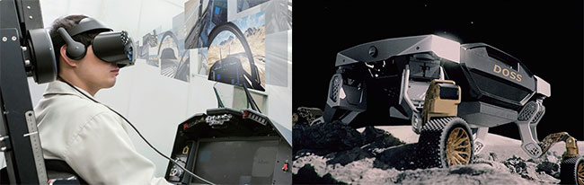 (왼쪽부터) ‘서울 ADEX 2021’에서 KAI(한국항공우주산업)가 공개한 메타버스 훈련체계. VR(가상현실)과 고글 등을 활용해 실제 전투기나 헬기를 타지 않고도 탑승하고 비행하는 것처럼 훈련할 수 있다. photo KAI<br /></div>현대로템이 ‘서울 ADEX 2021’에서 처음으로 공개한 다족형 복합구동 미래 지상 플랫폼 ‘도스(DOSS)’. 바퀴로 지나갈 수 없는 험난한 지형에서는 로봇 다리의 보행 능력을 이용하고, 평탄한 지형에서는 4륜 구동 차량으로 변신해 빠른 속도로 기동할 수 있다. photo 현대로템