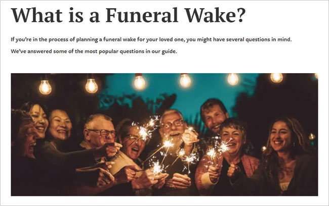 장례 행사 기획 업체인 영국의 ‘퓨너럴 파트너스’의 홈페이지. 장례식 이후의 뒤풀이 행사 등 고인을 추모하는 다양한 장례 행사를 기획해준다. ⓒphoto funeralpartners.co.uk
