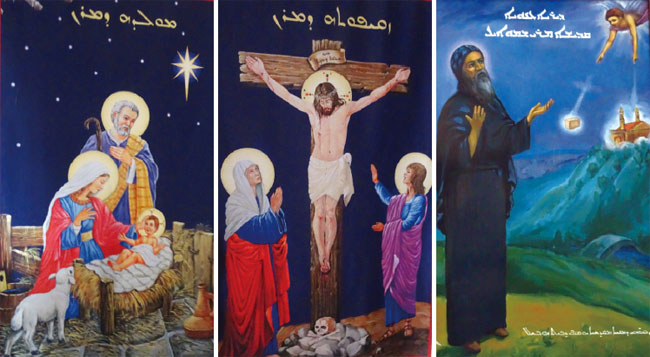 가브리엘수도원 벽에 그려진 아기예수 탄생 장면. ⓒphoto 유민호