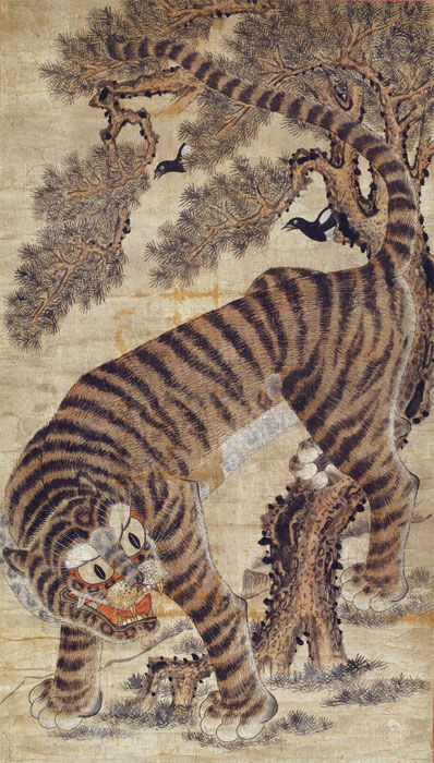 작가미상. ‘까치호랑이’. 종이에 채색. 19세기. 134×80.6㎝. 국립중앙박물관