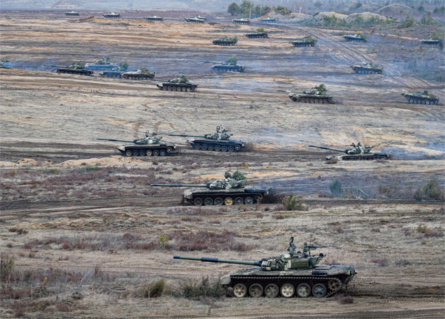 지난 2월 19일 우크라이나-벨라루스 국경에서 이뤄진 러시아-벨라루스 합동 군사훈련. ⓒphoto 뉴시스