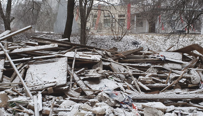 러시아군의 폭격으로 처참하게 파괴된 키이우 시내. ⓒphoto 존 스위니
