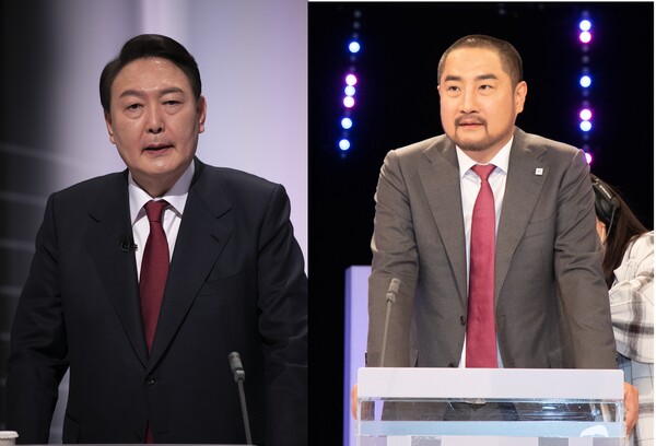 윤석열 대통령(왼쪽)과 강용석 경기도지사 무소속 후보. photo 뉴시스