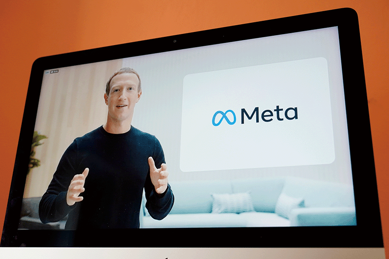 지난해 10월 28일 페이스북 설립자 마크 저커버그가 온라인 이벤트를 통해 새로운 회사명인 ‘메타’를 발표하고 있다. photo 뉴시스
