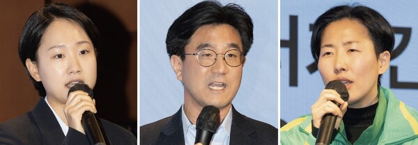 정책 토론회에 참석한 (왼쪽부터) 홍희진 진보당 공동대표, 오준호 새진보연합 공동대표, 김유리 녹색정의당 부대표. photo 임화승 영상미디어 기자