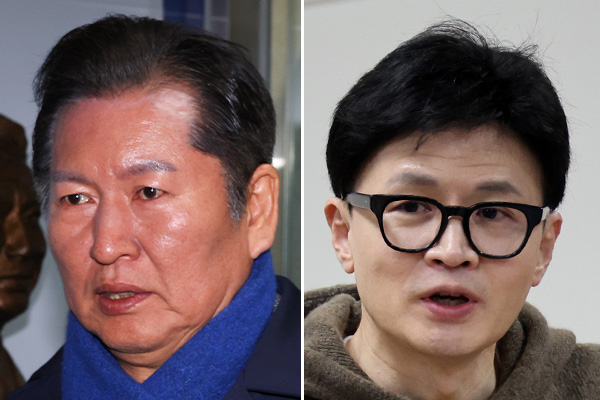 왼쪽부터 정청래 더불어민주당 최고위원, 한동훈 국민의힘 비상대책위원장. photo 뉴시스 / 편집 주간조선