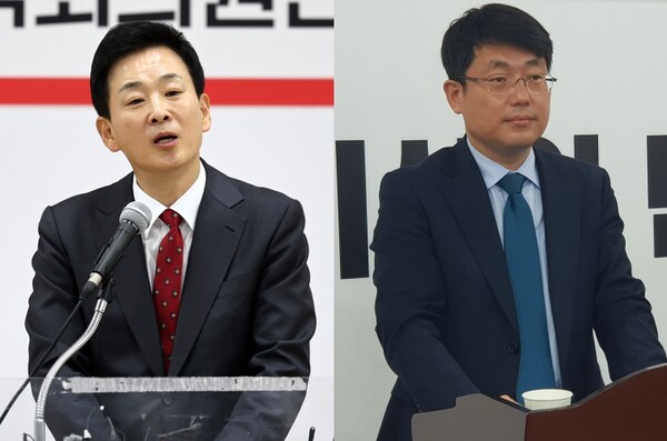 4·10 총선에서 대구 지역에 출마하는 유영하(좌) 변호사와 도태우 변호사. photo 뉴시스