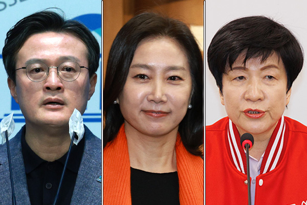 채현일 전 영등포구청장(왼쪽), 허은아 개혁신당 수석대변인(중간), 김영주 국민의힘 의원(오른쪽). photo 뉴시스 / 편집 주간조선