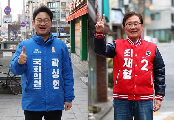 제22대 국회의원 총선에서 서울 종로에 출마한 곽상언(좌) 더불어민주당 후보와 최재형 국민의힘 후보. photo 뉴시스