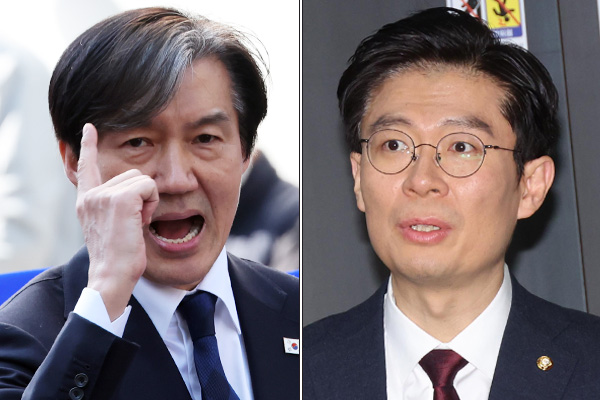 왼쪽부터 조국 조국혁신당 대표와 조정훈 국민의힘 의원. photo 뉴시스 / 편집 주간조선