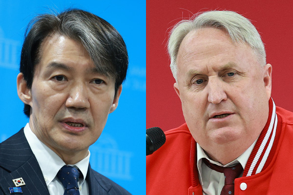 왼쪽부터 조국 조국혁신당 대표, 인요한 국민의미래 선거대책위원장. photo 뉴시스 / 편집 주간조선