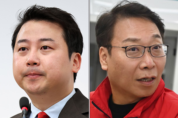 왼쪽부터 무소속 출마를 선언한 장예찬 후보와 국민의힘 정연욱 후보. photo 뉴시스 및 정 후보 페이스북 발췌 / 편집 주간조선
