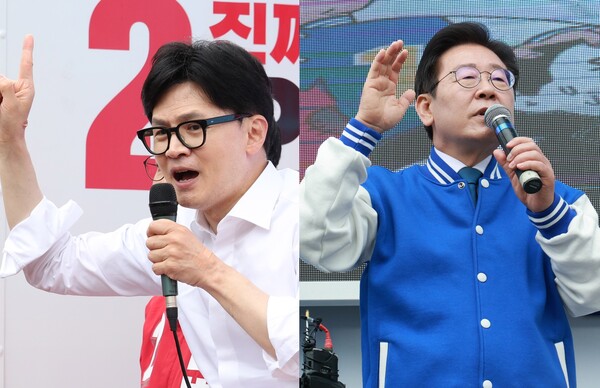 한동훈 국민의힘 비상대책위원장(왼쪽)과 이재명 더불어민주당 대표 photo 뉴시스 / 편집 주간조선