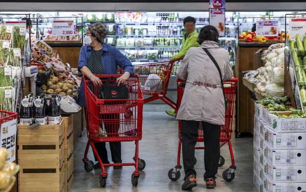 서울시내 대형마트를 찾은 시민들이 장을 보고 있다. photo 뉴시스