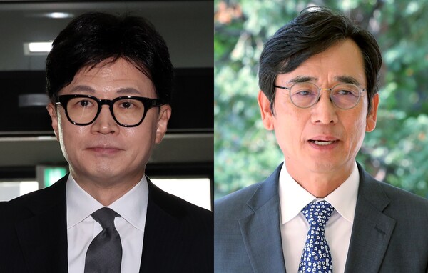 한동훈 전 국민의힘 비상대책위원장(왼쪽)과 유시민 전 노무현재단 이사장. photo 뉴시스 / 편집 주간조선