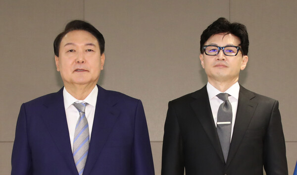 윤석열 대통령과 한동훈 국민의힘 전 비상대책위원장. photo 뉴시스