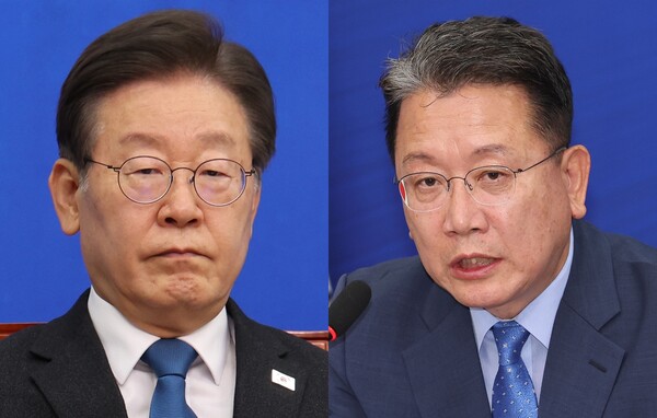 왼쪽부터 이재명 더불어민주당 대표와 강민구 최고위원. photo 뉴시스 / 편집 주간조선