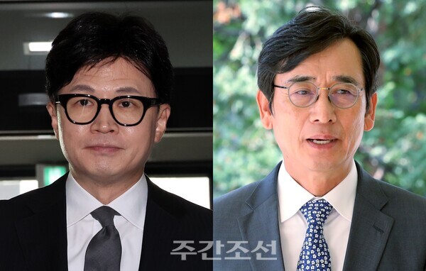 한동훈 전 국민의힘 비상대책위원장(왼쪽)과 유시민 전 노무현재단 이사장. photo 뉴시스 / 편집 주간조선