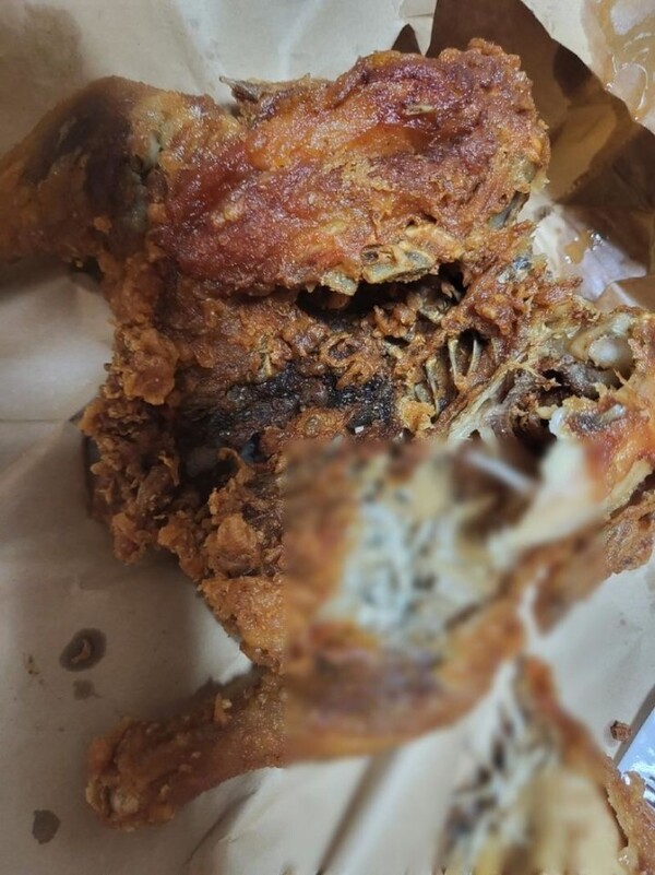 부산에 위치한 동네 치킨집에서 구매한 통닭에서 구더기가 나왔다는 사연이 알려져 누리꾼들의 공분을 샀다. photo 보배드림 갈무리