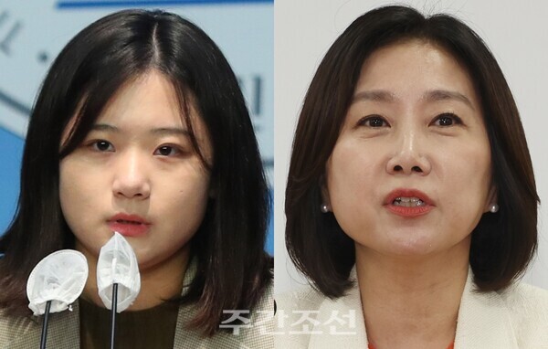박지현 전 더불어민주당 비상대책위원장(왼쪽)과 허은아 개혁신당 대표. photo 뉴시스 / 편집 주간조선