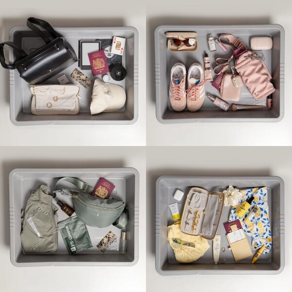 최근 MZ세대 사이에서 유행하는 공항 보안검색대 바구니 위에 소지품들을 배열하고 사진을 찍는 이른바 ‘검색대 인증샷’. photo 인스타그램 캡처