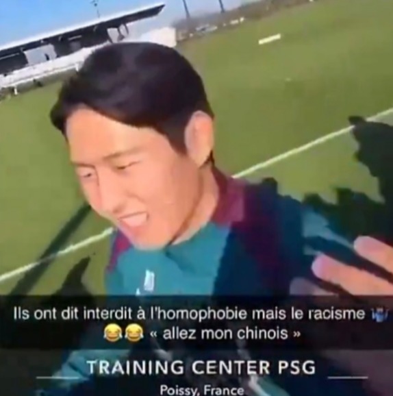 이강인에게 PSG팬을 자처하면서 동양인을 무시하는 발언을 하는 모습. photo 인스타그램 캡처
