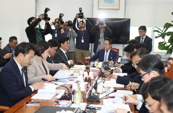 박성준 국회운영개선소위원장이 28일 오전 서울 여의도 국회에서 열린 국회운영위원회 국회운영개선소위원회에서 의사봉을 두드리고 있다. photo 뉴시스