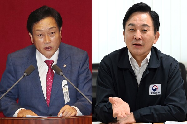 (왼쪽부터)김선교 국민의힘 의원, 원희룡 전 국토교통부 장관. photo 뉴시스·조선일보