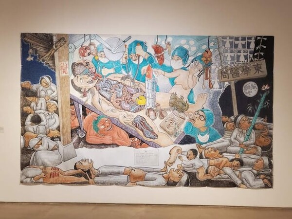 대구 중구 봉산문화회관 1전시실에 걸린 홍성담 작가의 '동학의국'. 윤석열 전 대통령을 풍자한 이 작품이 논란을 일으키자 대구 중구청은 전시실 일부를 폐쇄하기로 했다. photo 대경미술연구원