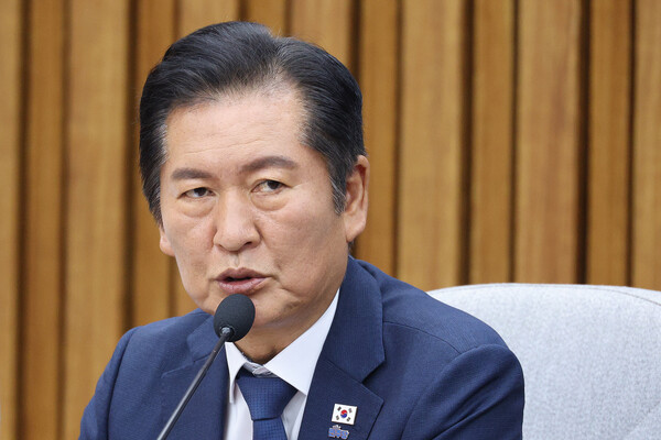 정청래 더불어민주당 대표가 26일 서울 여의도 국회에서 열린 민주당 확대간부회의에서 발언하고 있다. photo 뉴스1