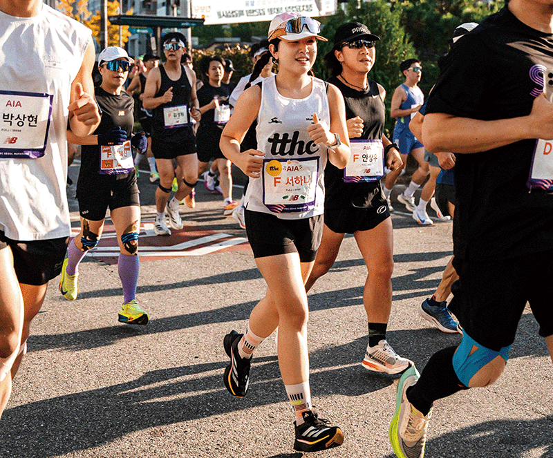 풀코스를 뛰는 기자의 모습. photo 임종진(@jjlim91)