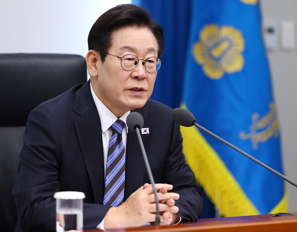 이재명 대통령이 13일 서울 용산 대통령실 청사에서 열린 수석보좌관회의에서 발언하고 있다. photo 뉴시스